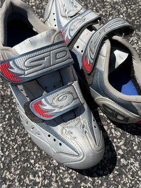 SIDI Women's Silver Athletic Cycling Shoes with Red Accent